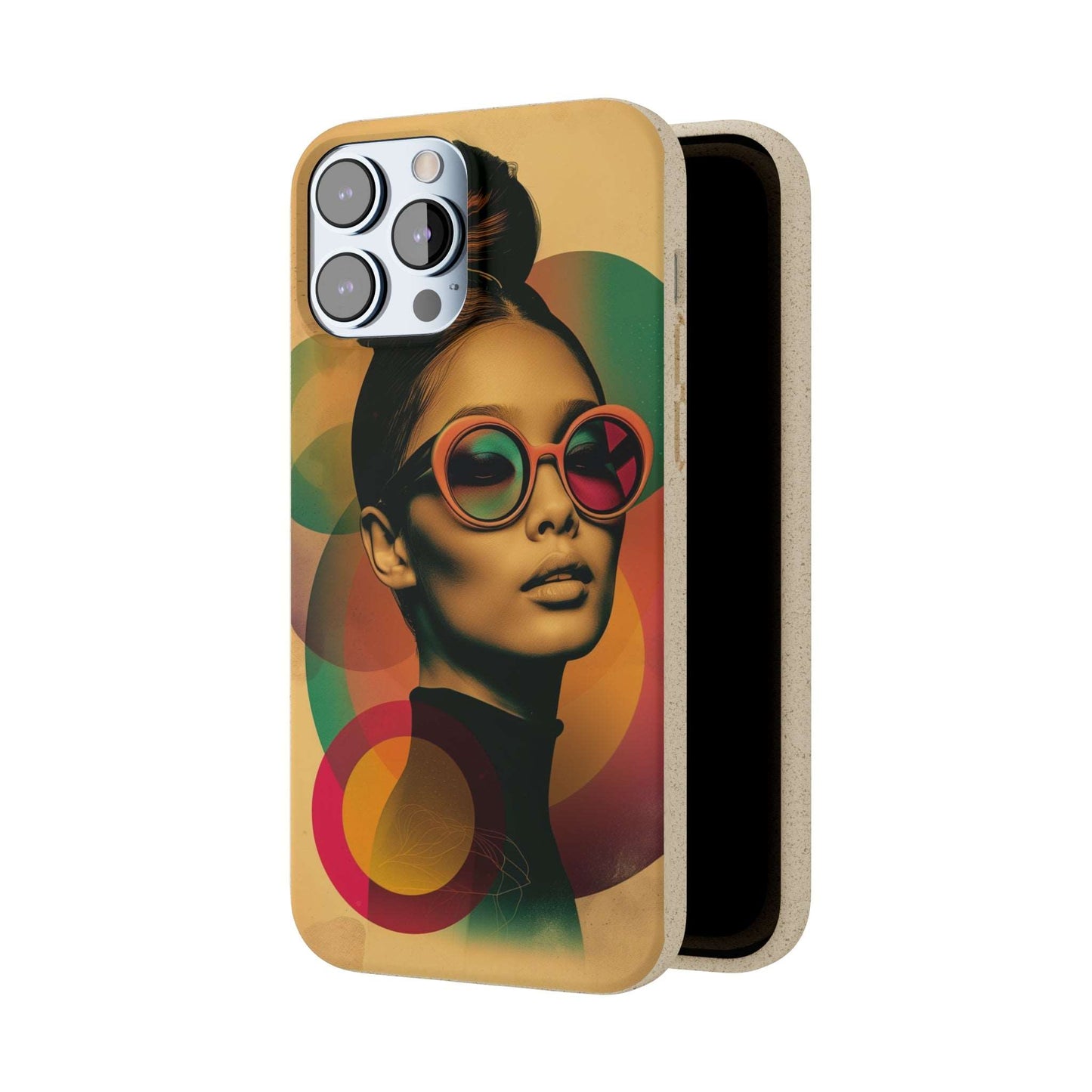 Eco-friendly Beijing-themed phone case with a retro portrait design and biodegradable materials, compatible with iPhone and Samsung.