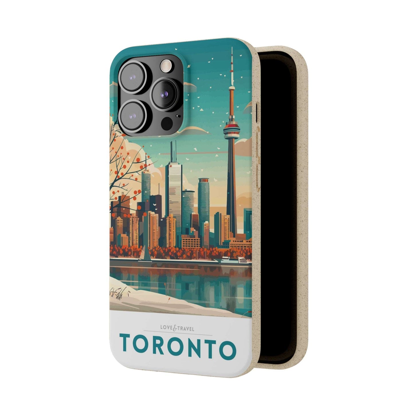 Eco-friendly Toronto-themed phone case made from bamboo fiber