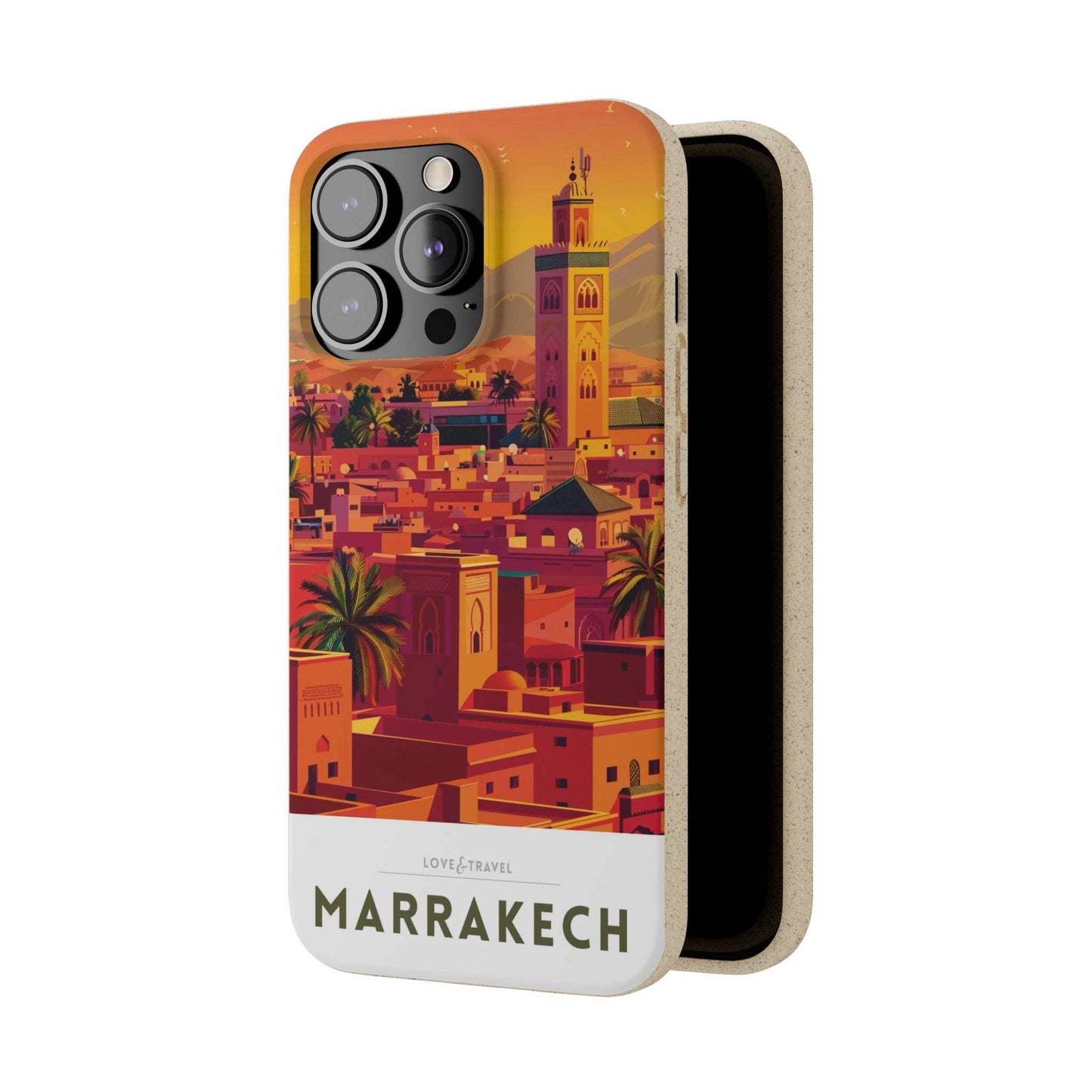 Eco-friendly Marrakech-themed phone case made from bamboo fiber