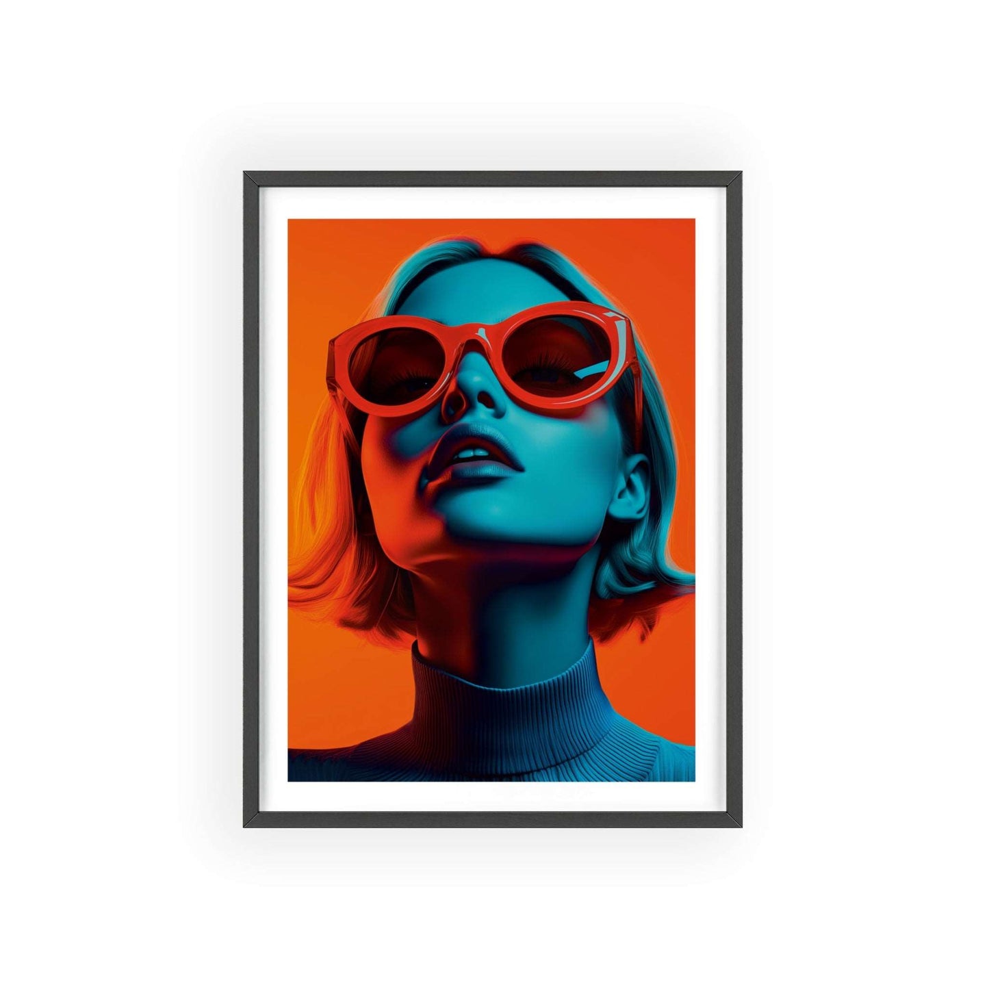 Vibrant pop art portrait of a glamorous young woman, inspired by New York City's electric energy