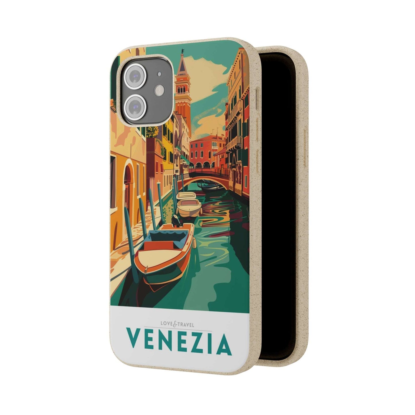 Eco-friendly Venice-themed phone case made from bamboo fiber