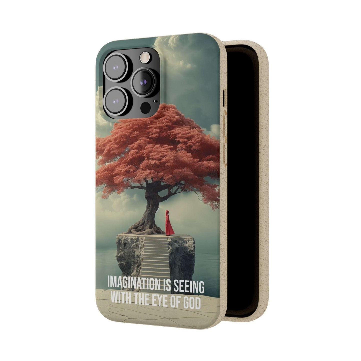 Biodegradable phone case with inspirational quote "Imagination is seeing with the eye of God" by Neville Goddard.