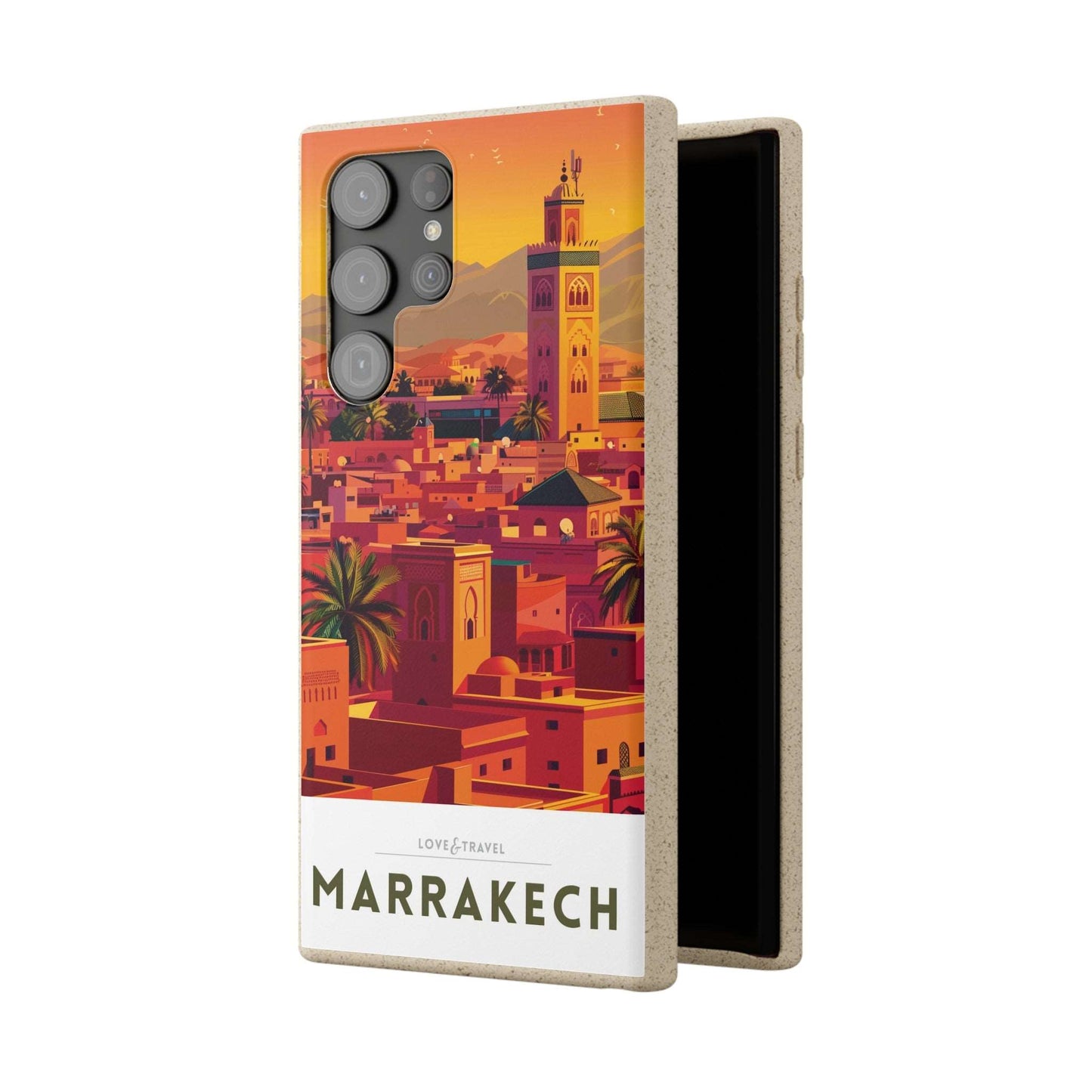 Eco-friendly Marrakech-themed phone case made from bamboo fiber