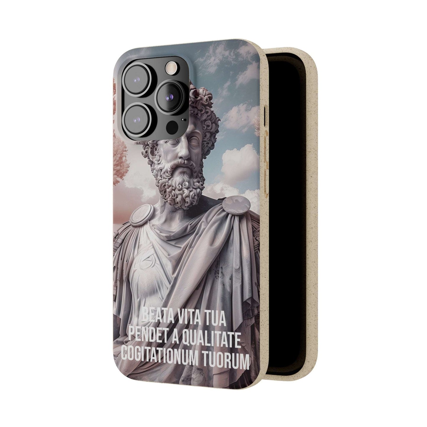 Eco-friendly Marcus Aurelius quote phone case made from bamboo fiber