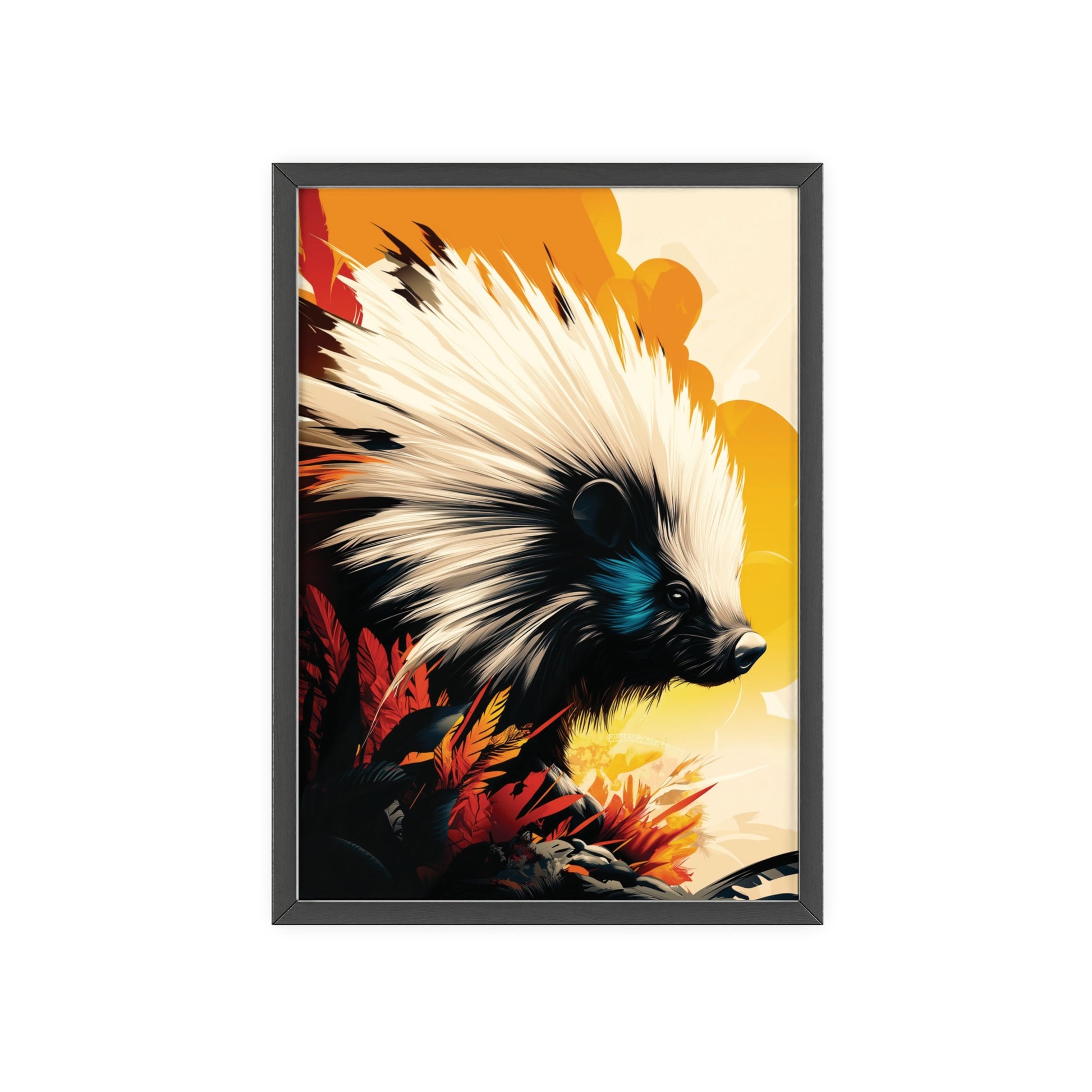 Framed Mystical Pop poster featuring a bold and colorful digital illustration of a porcupine.