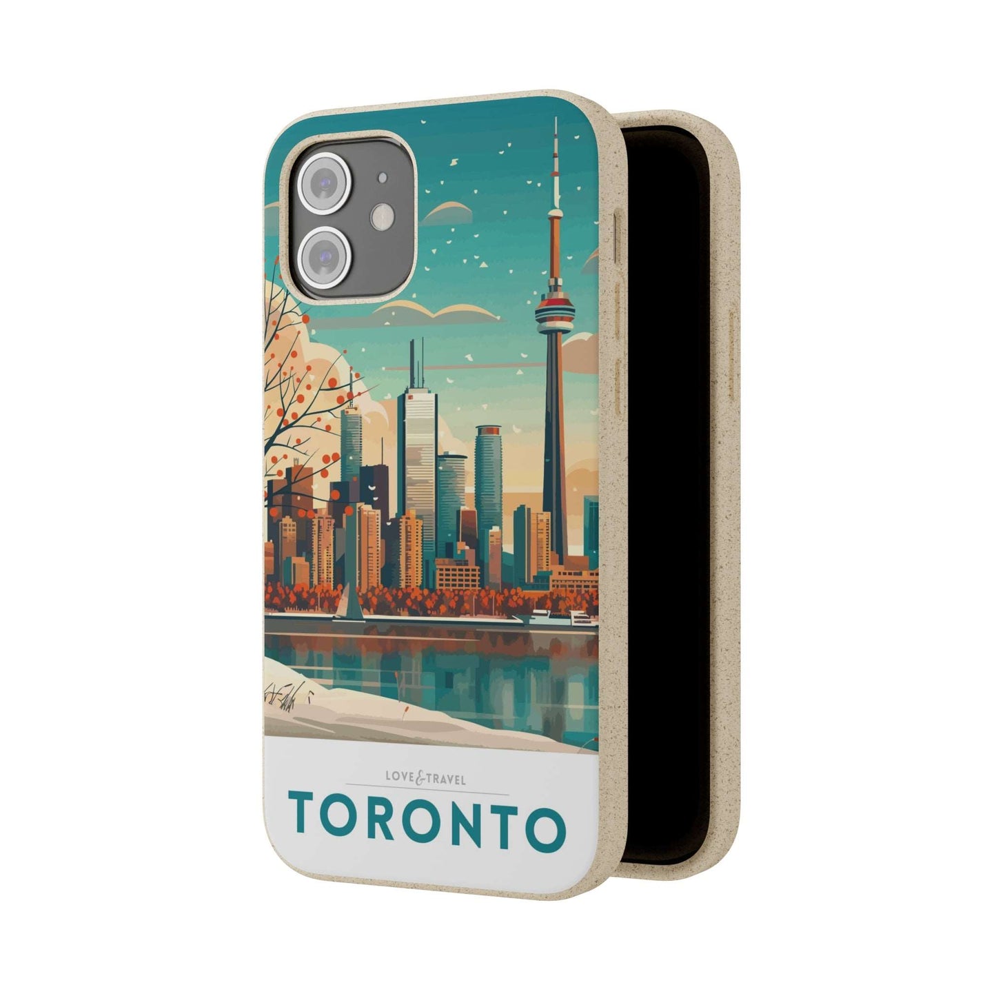 Eco-friendly Toronto-themed phone case made from bamboo fiber