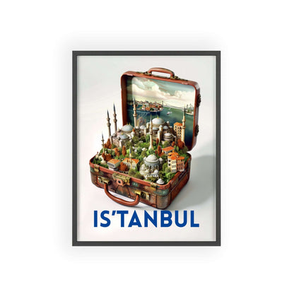 Elegant Istanbul in a Suitcase travel poster featuring iconic landmarks, inspiring wanderlust and a love for timeless travel