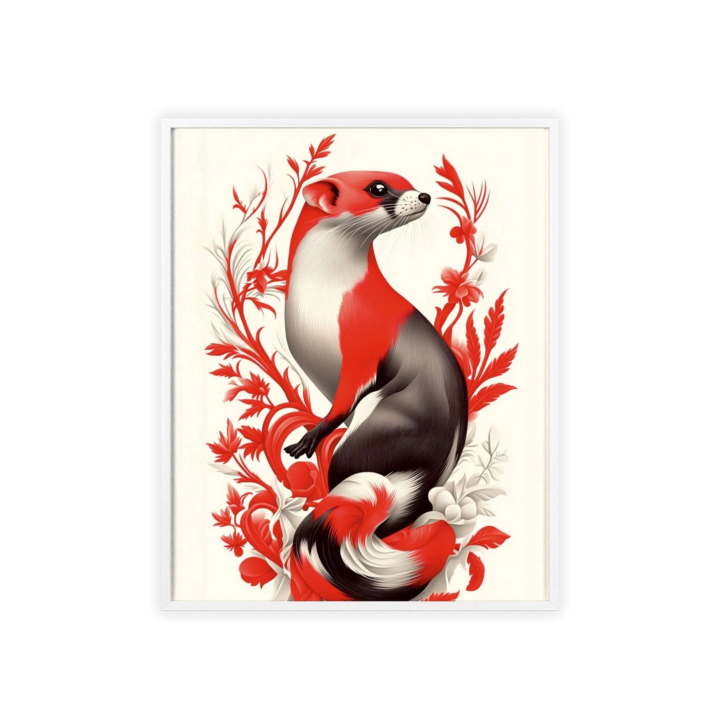 Framed poster of a stylized weasel