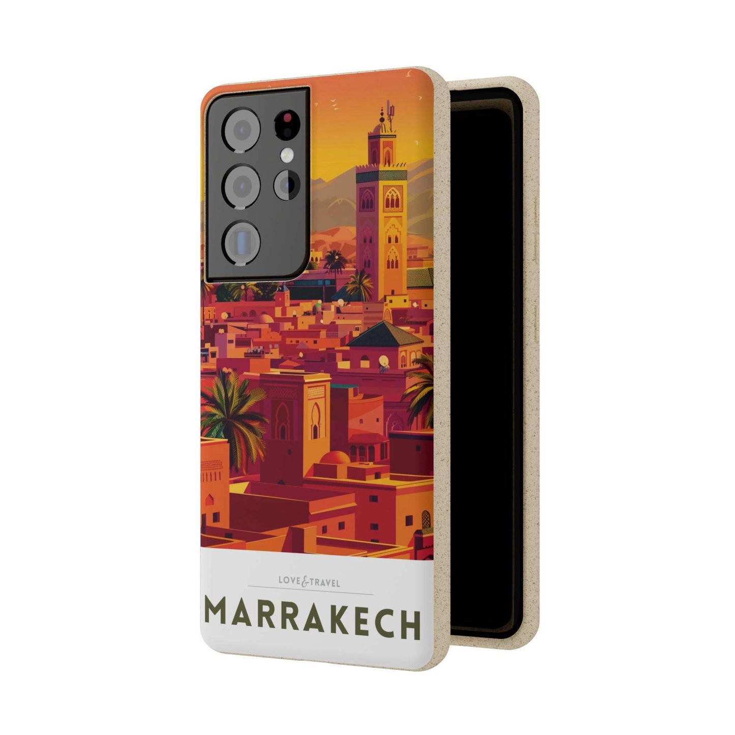 Eco-friendly Marrakech-themed phone case made from bamboo fiber