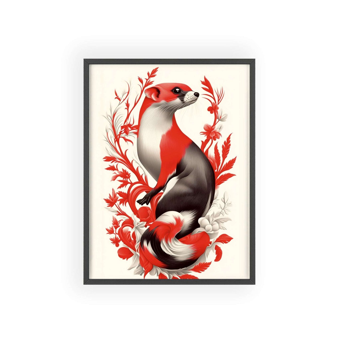 Framed poster of a stylized weasel