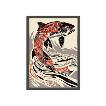 This original wall art, featuring a stunning portrayal of the salmon, injects your modern home decor with a touch of the extraordinary