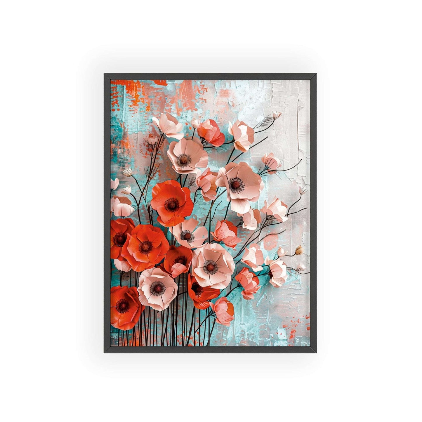 Modern abstract Poppies framed print from Flower Parade collection