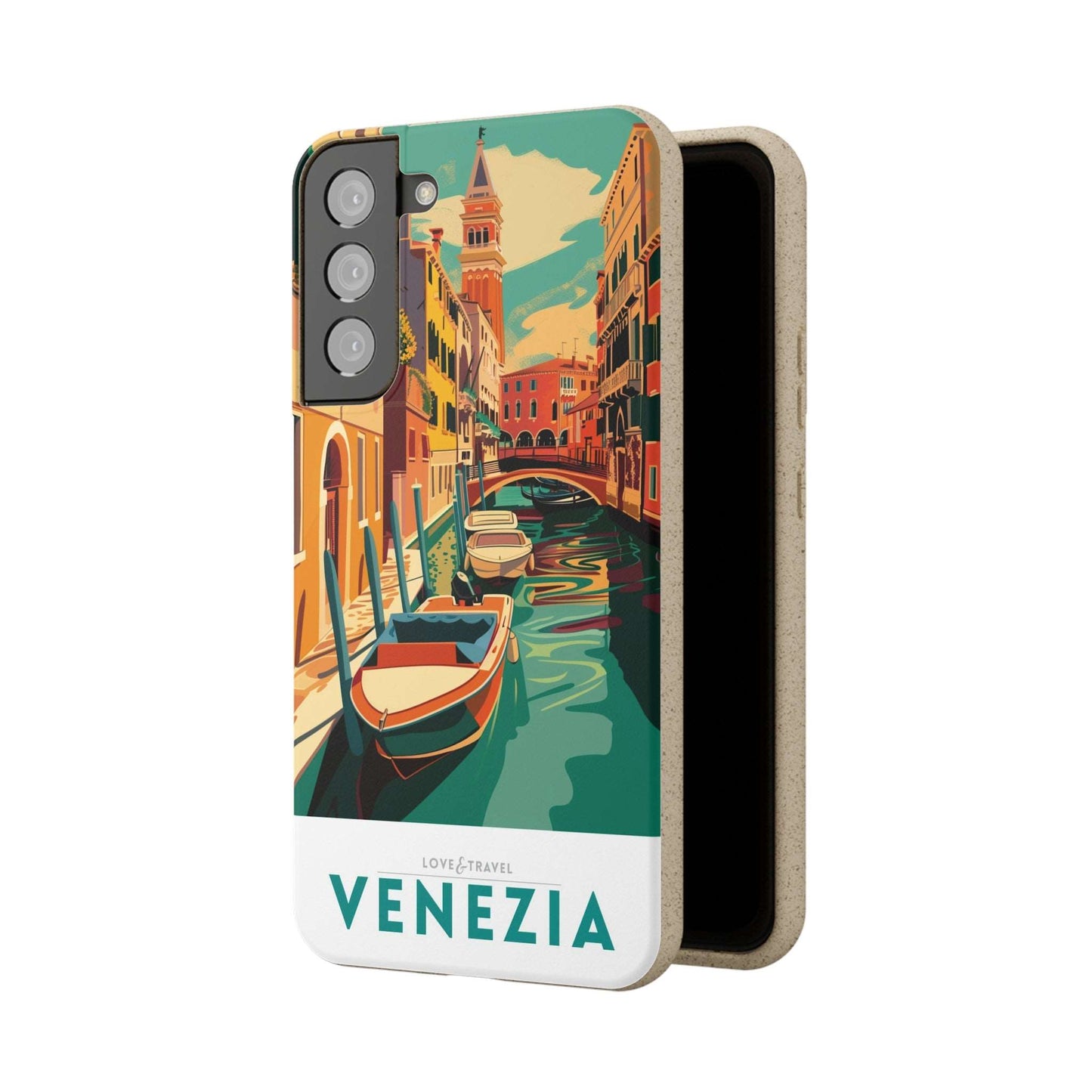 Eco-friendly Venice-themed phone case made from bamboo fiber