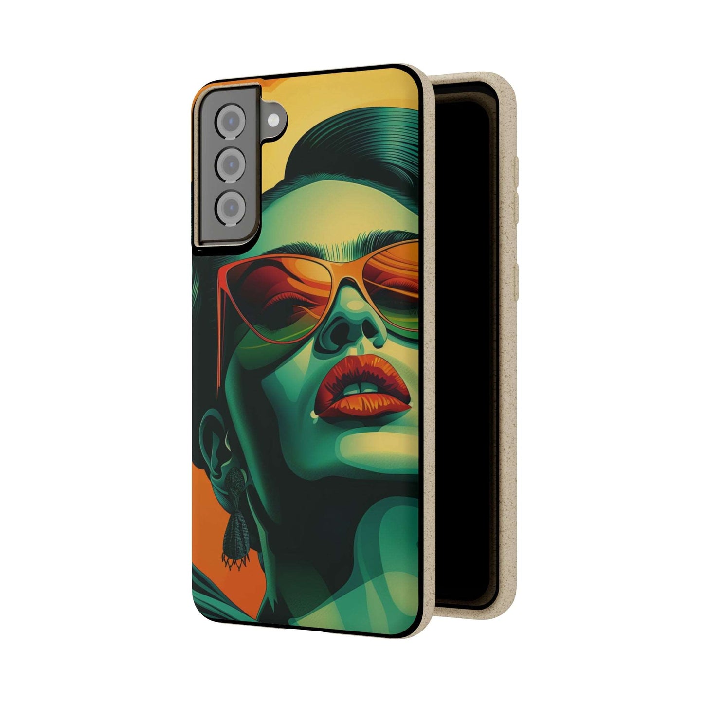 Biodegradable phone case with Frida Kahlo portrayed as a glamorous 40's diva.