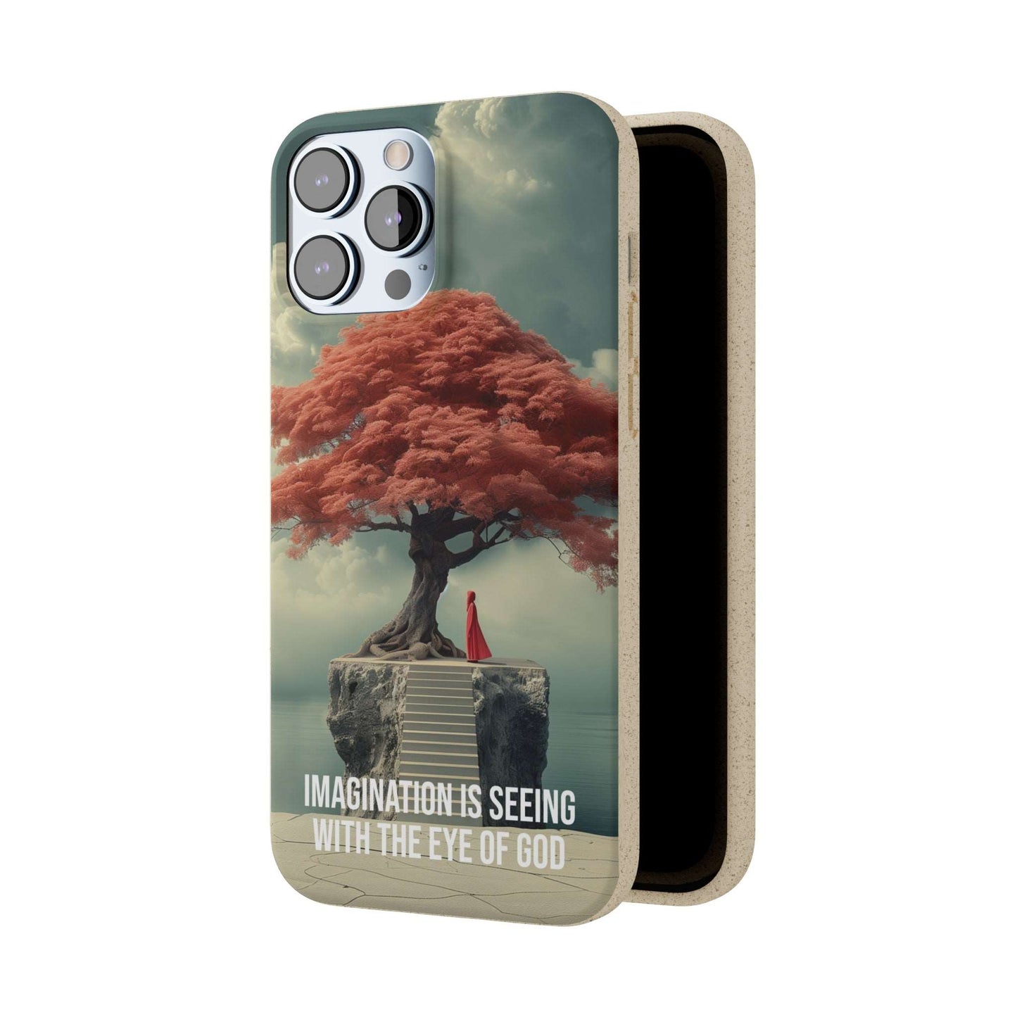 Biodegradable phone case with inspirational quote "Imagination is seeing with the eye of God" by Neville Goddard.