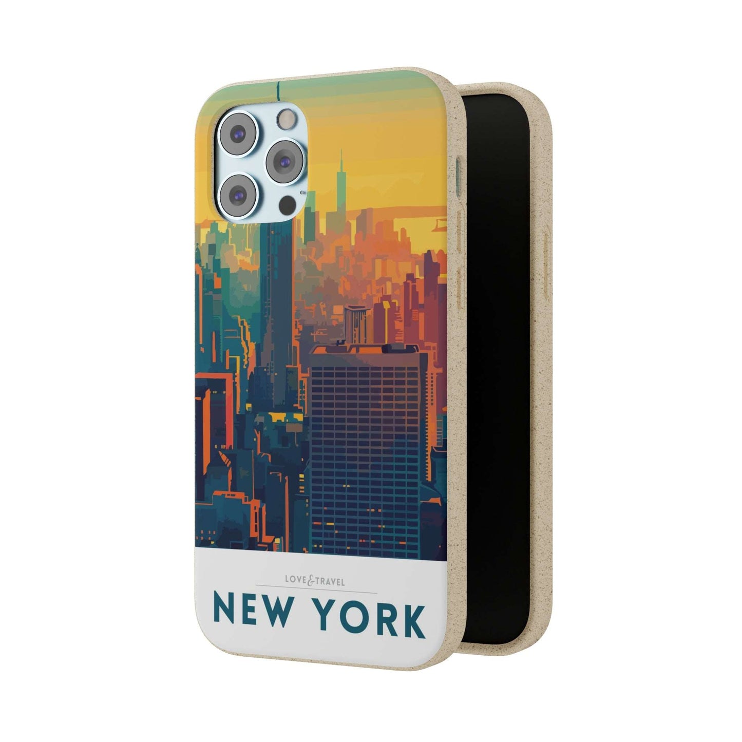 Eco-friendly New York-themed phone case made from bamboo fiber