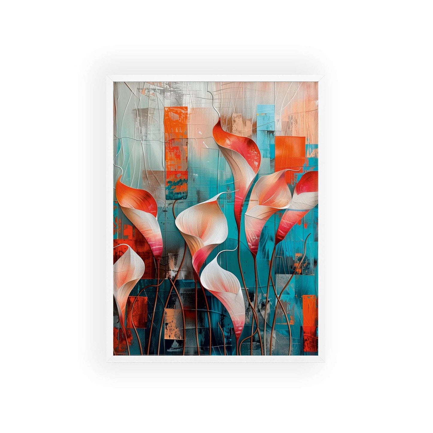 Modern abstract Calla Lilies framed print from Flower Parade collection