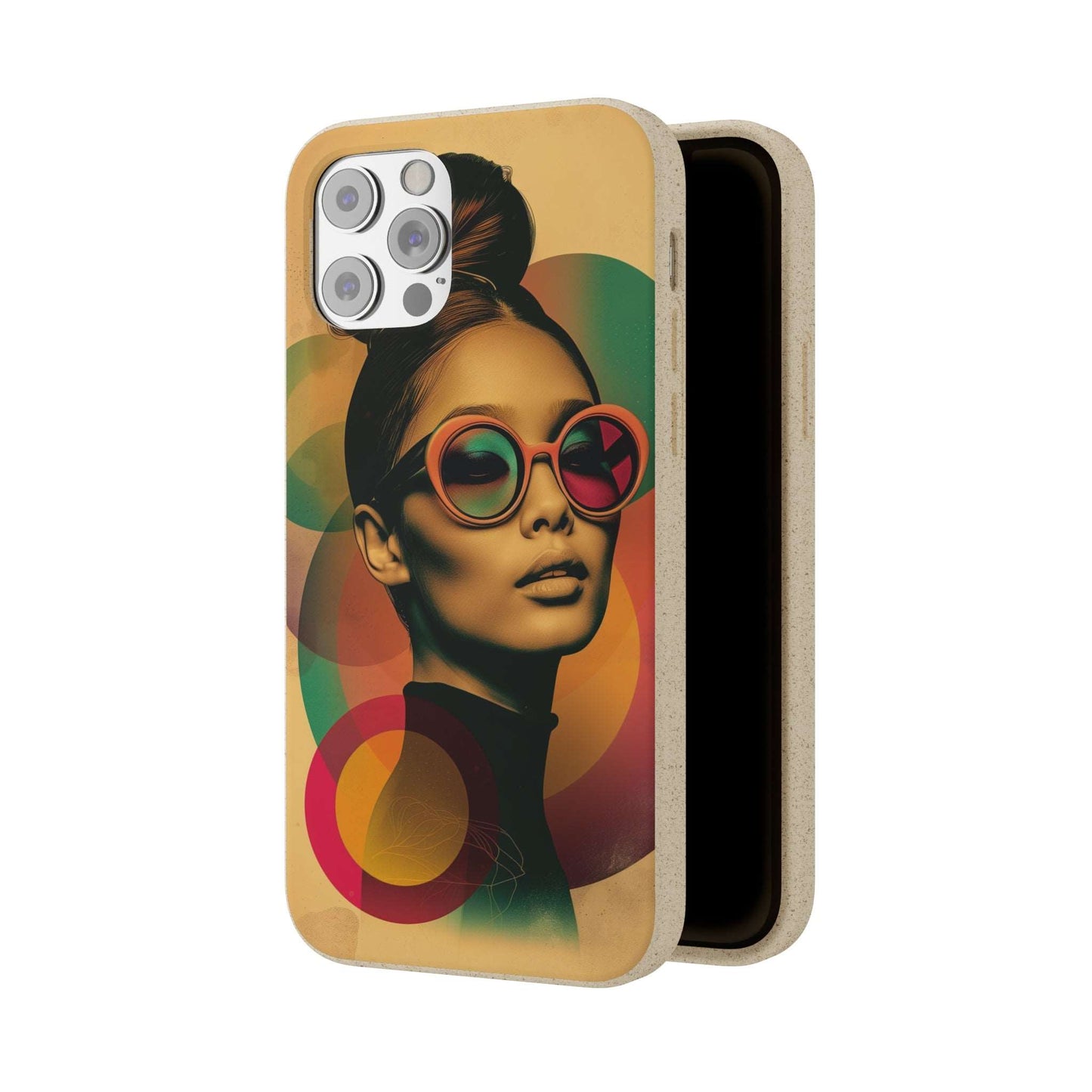 Eco-friendly Beijing-themed phone case with a retro portrait design and biodegradable materials, compatible with iPhone and Samsung.