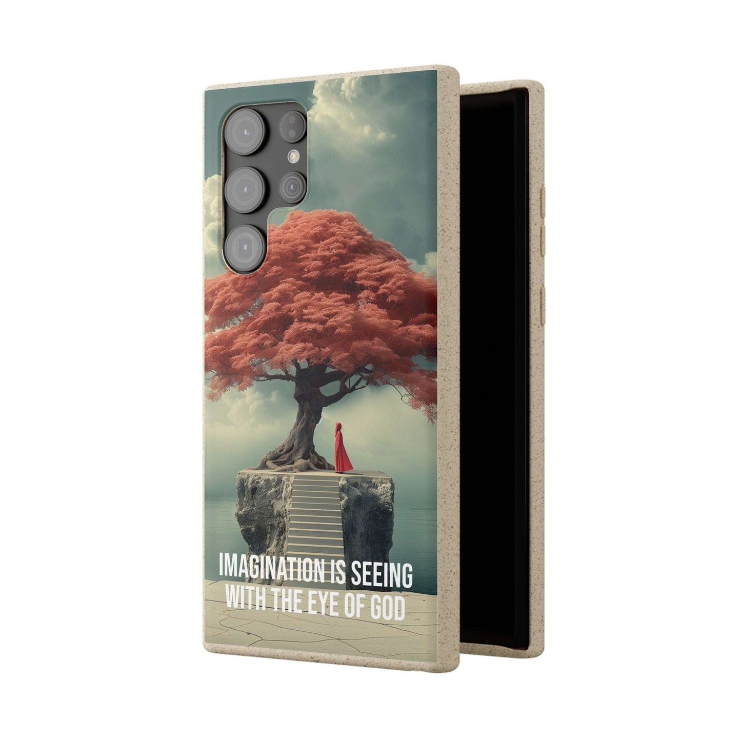 Biodegradable phone case with inspirational quote "Imagination is seeing with the eye of God" by Neville Goddard.