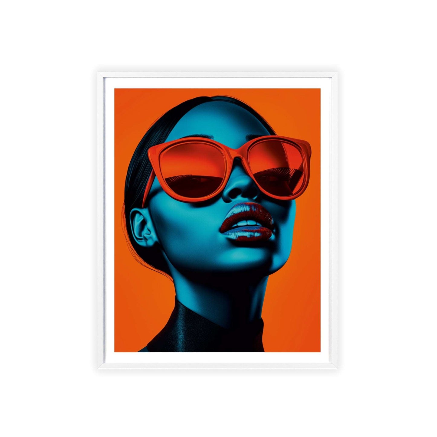 Vibrant pop art portrait of a glamorous young woman, inspired by Miami's coastal chic