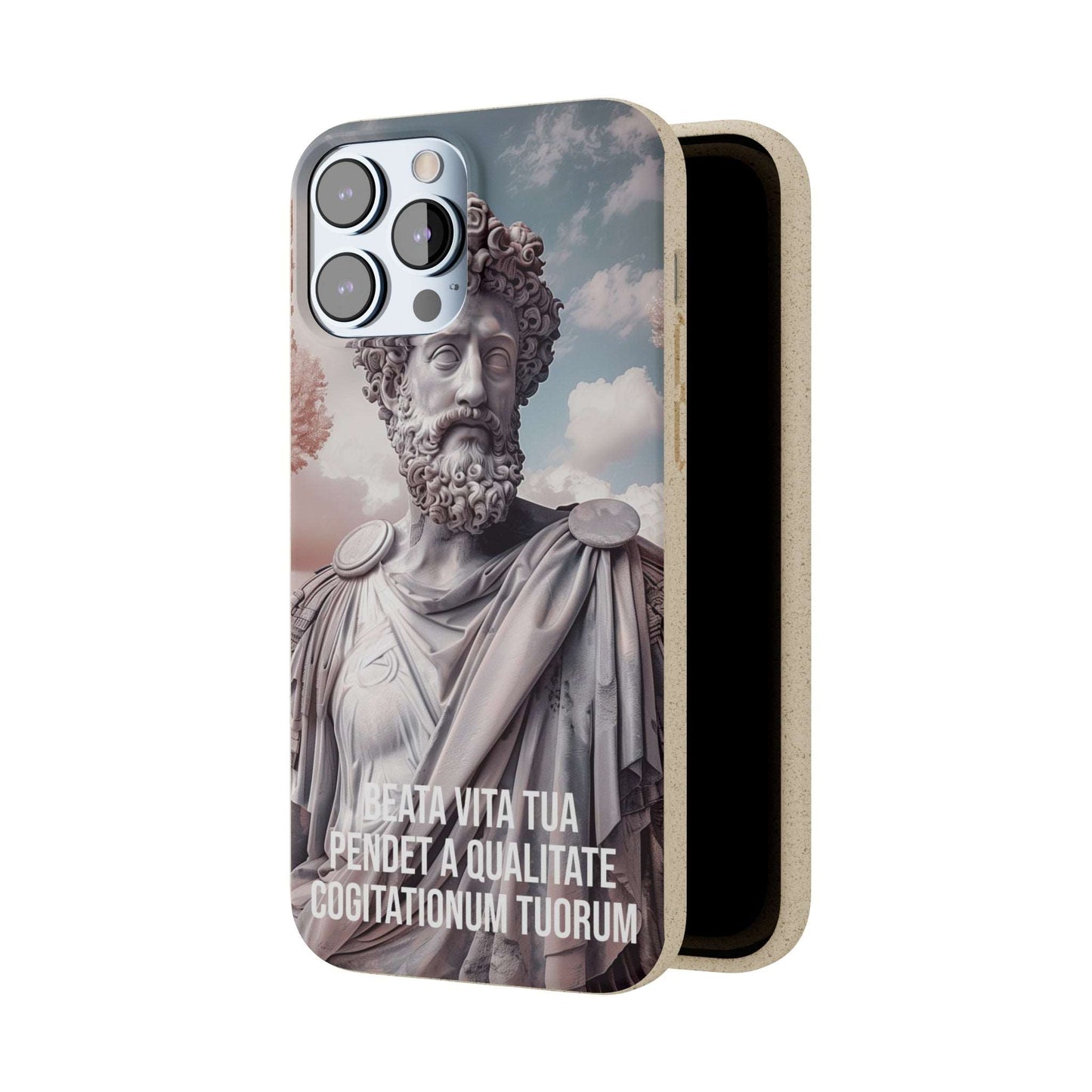 Eco-friendly Marcus Aurelius quote phone case made from bamboo fiber