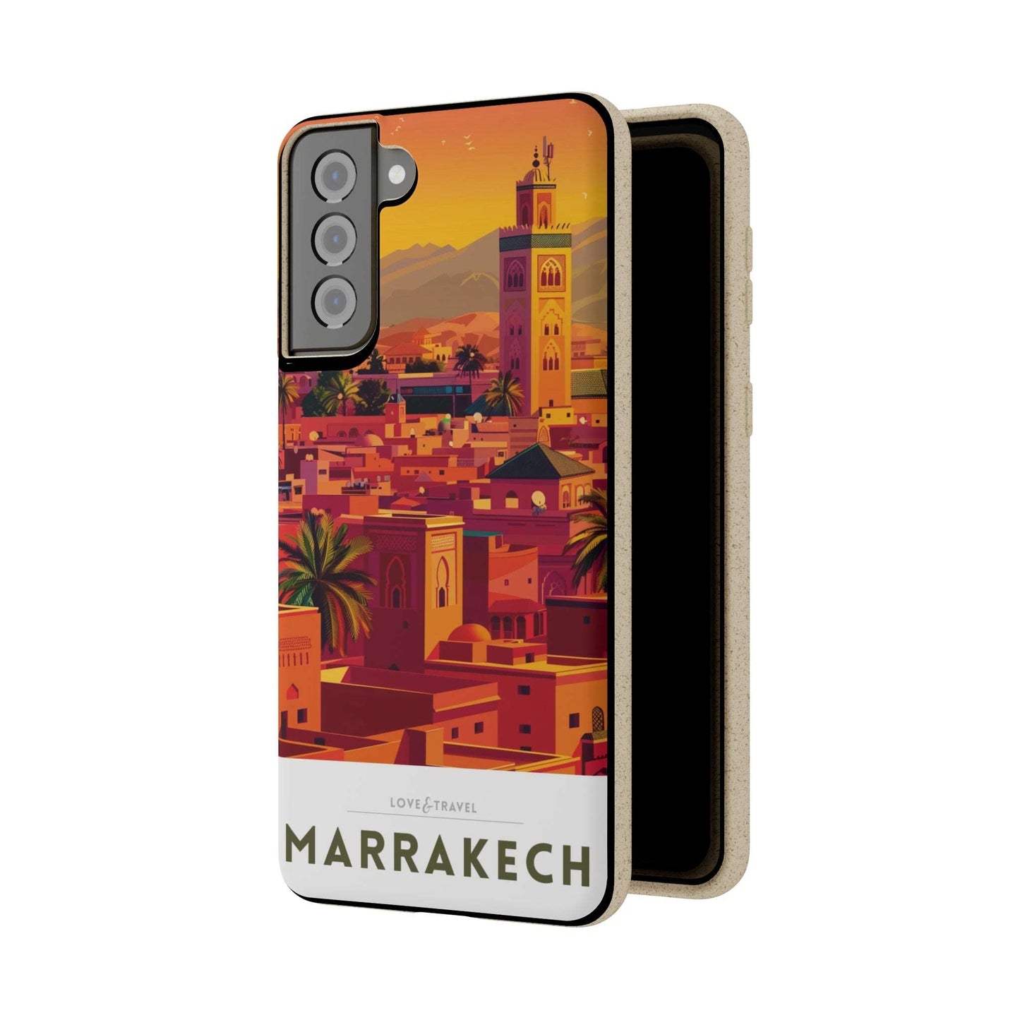 Eco-friendly Marrakech-themed phone case made from bamboo fiber