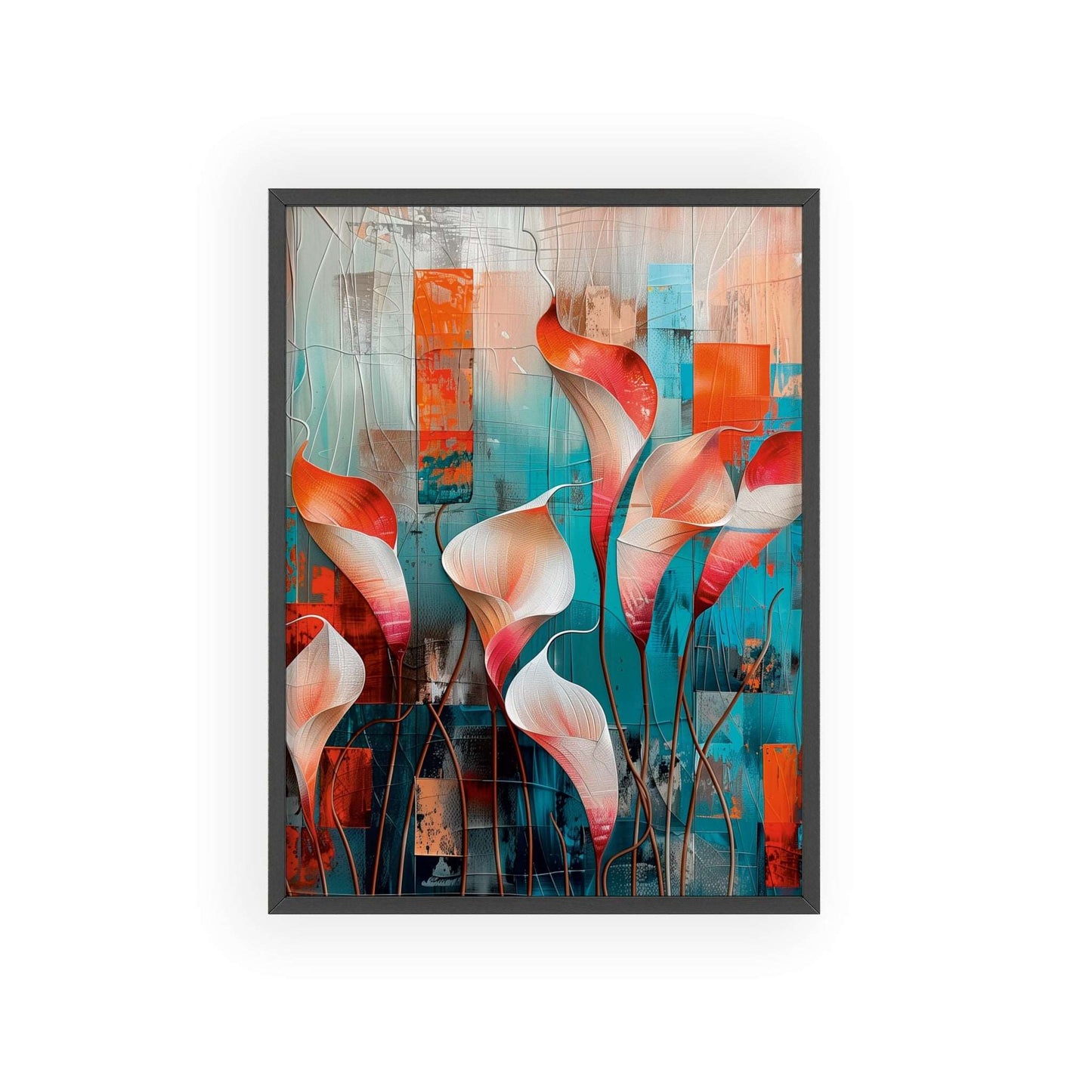 Modern abstract Calla Lilies framed print from Flower Parade collection