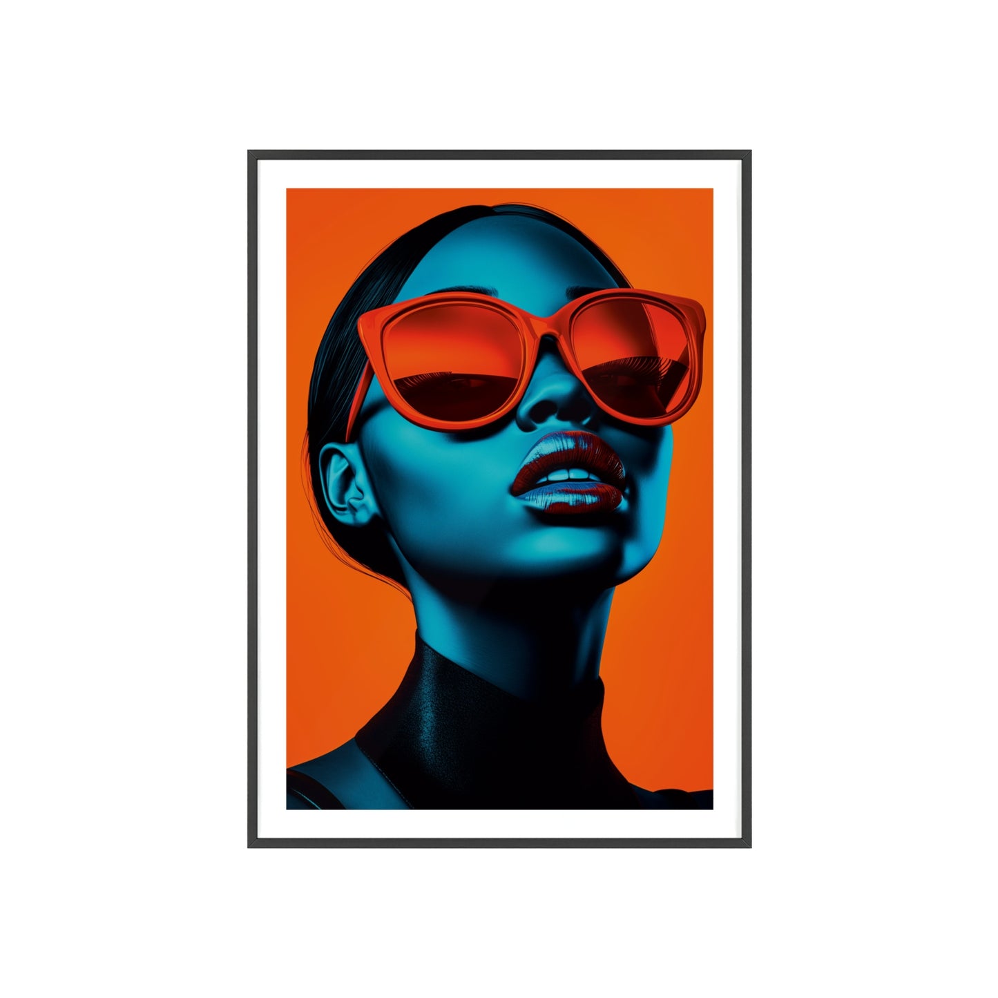 Vibrant pop art portrait of a glamorous young woman, inspired by Miami's coastal chic