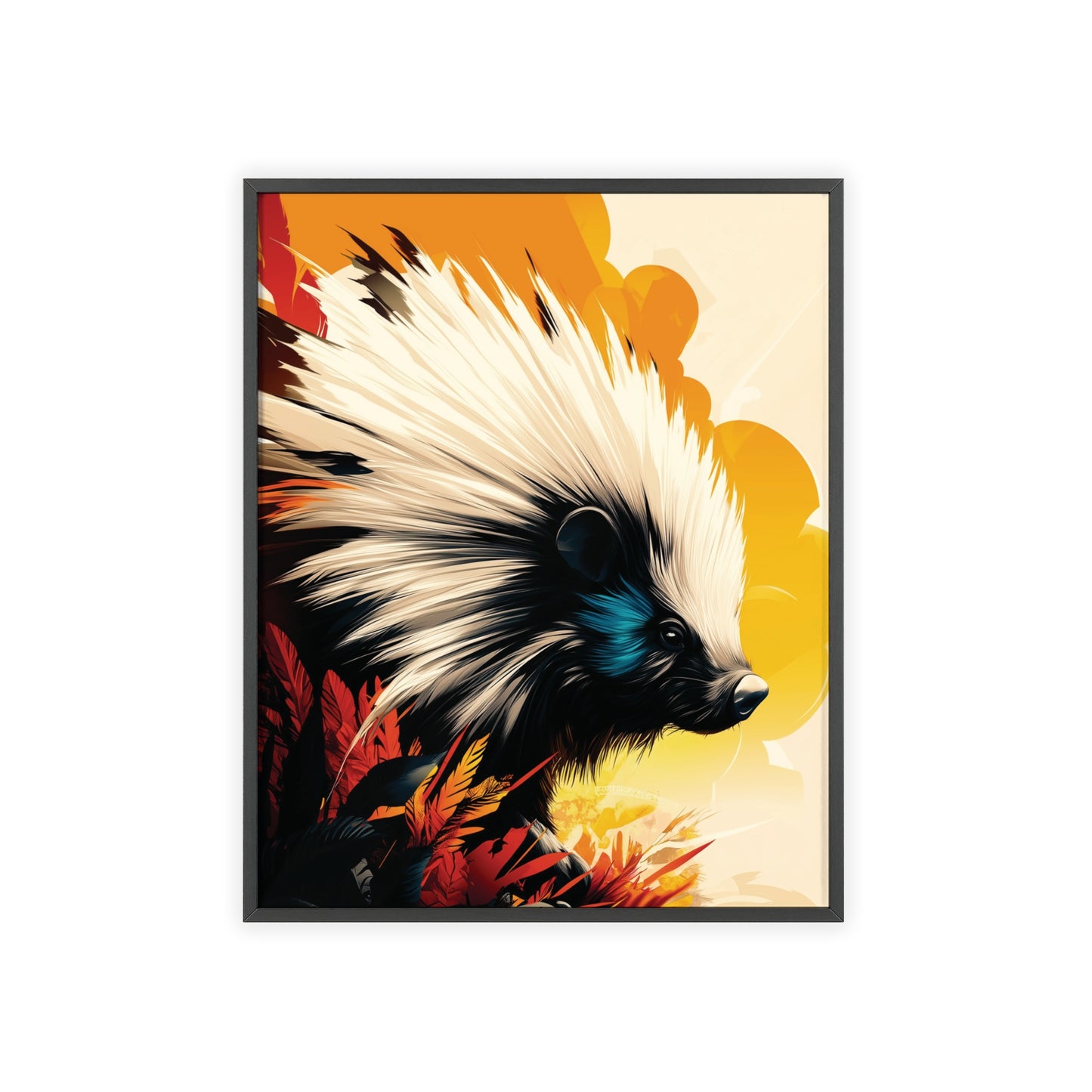 Framed Mystical Pop poster featuring a bold and colorful digital illustration of a porcupine.