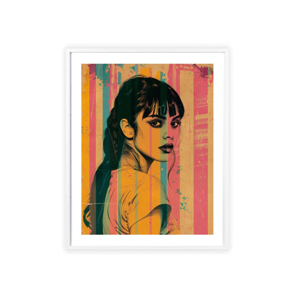 Pop art poster featuring a Mediterranean woman's beauty for modern home decor.