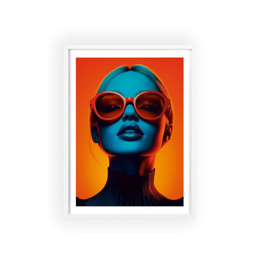 Colorful pop art portrait of a glamorous blonde young woman, inspired by London's sophistication