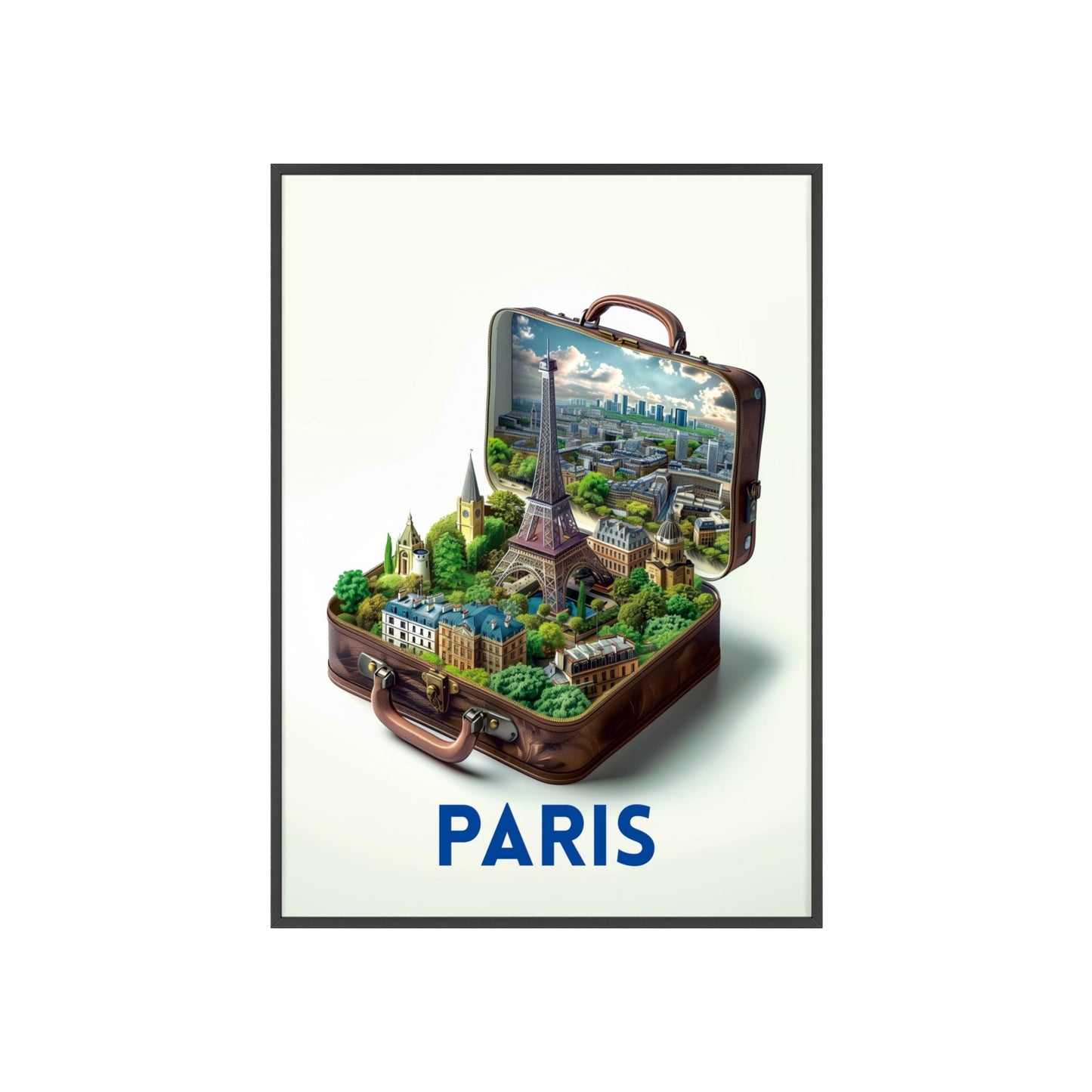 Paris dans une valise : affiche de voyage élégante pour une décoration intérieure intemporelle
