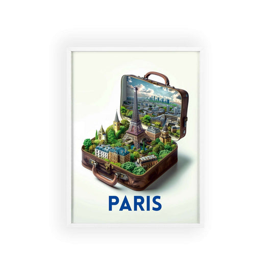 Paris in a Suitcase: Elegant Travel Poster for Timeless Home Decor