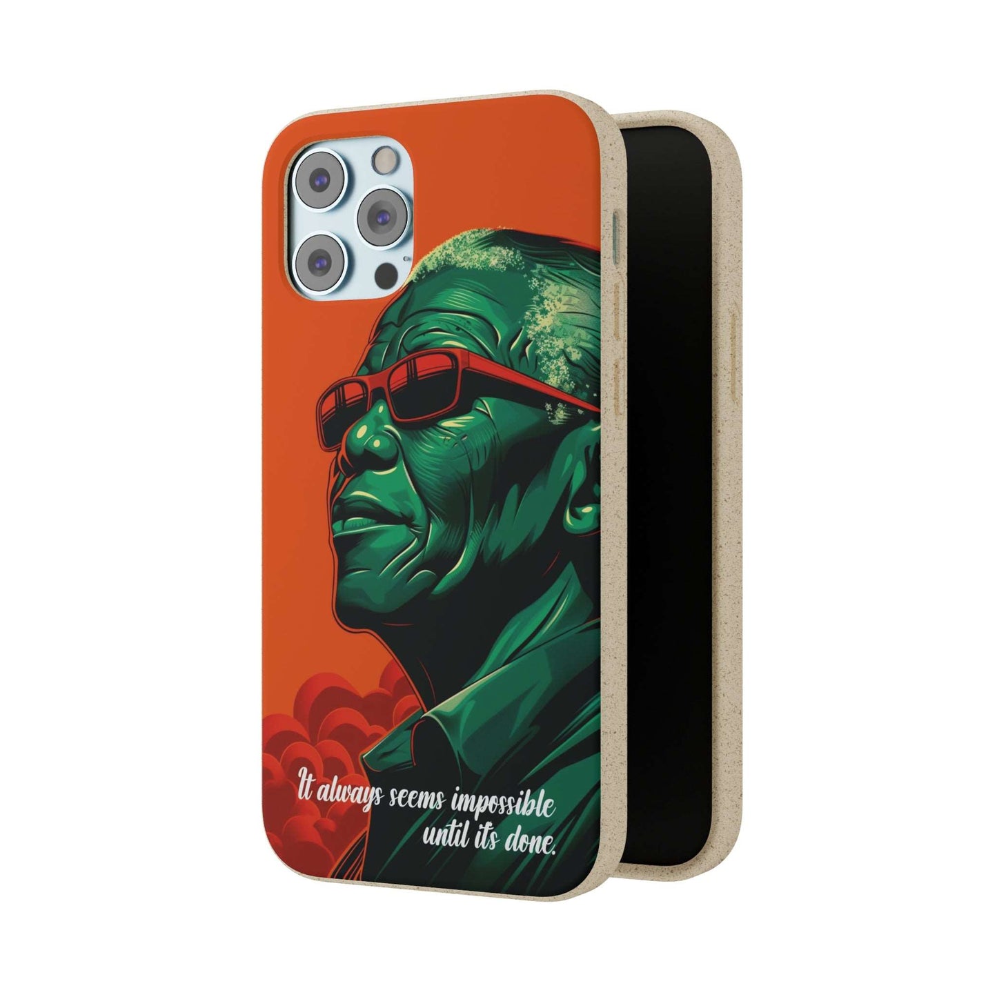 Eco-friendly Nelson Mandela quote phone case made from bamboo fiber