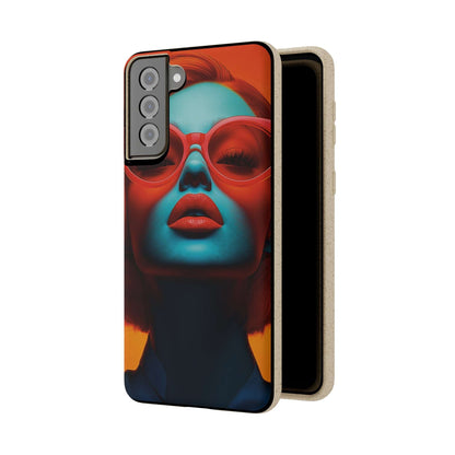 Paris Modern Global Portrait phone case with a ginger-haired woman, biodegradable, eco-friendly, and wireless charging compatible.