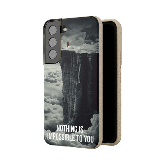 Eco-friendly motivational phone case with "Nothing is Impossible to You" quote