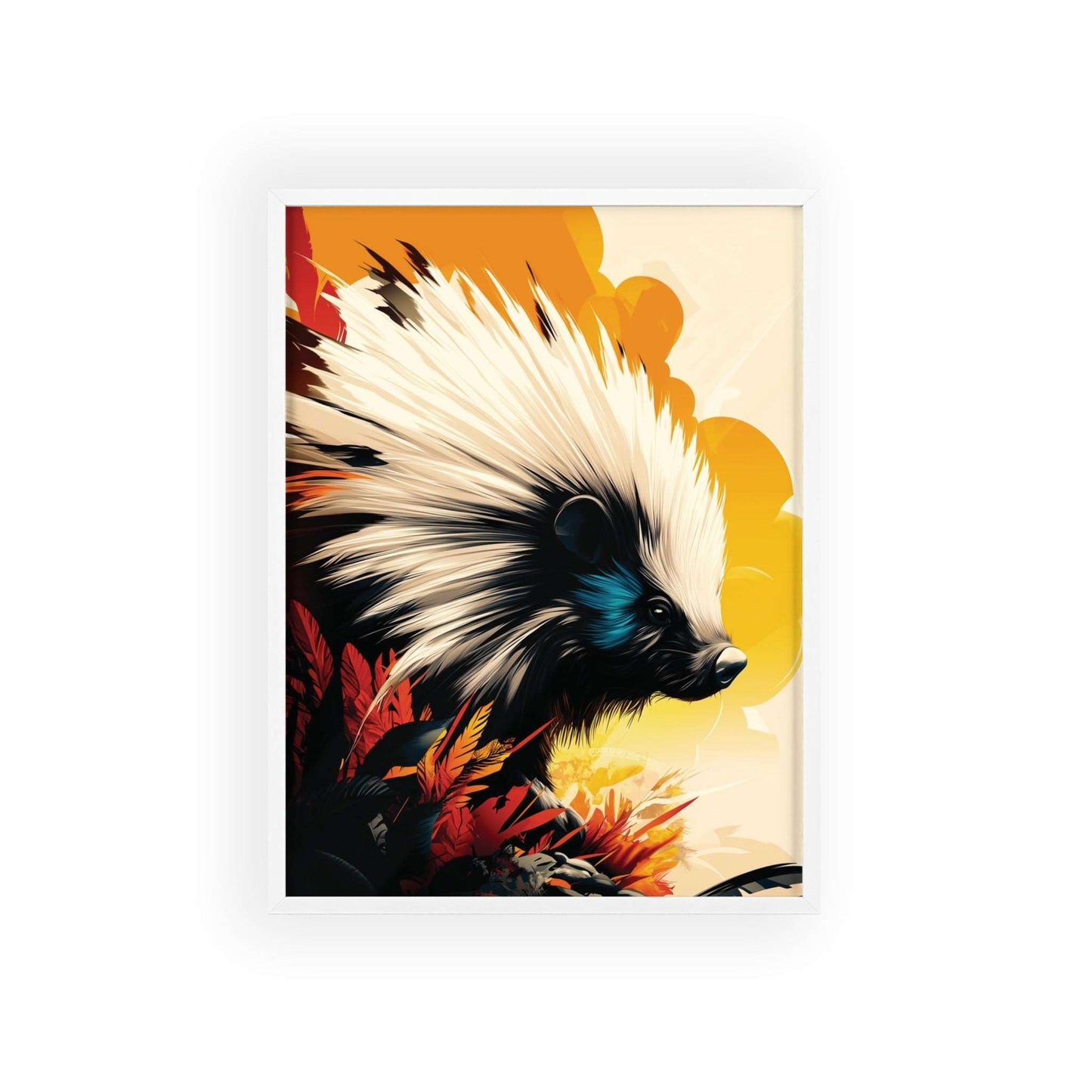 Framed Mystical Pop poster featuring a bold and colorful digital illustration of a porcupine.