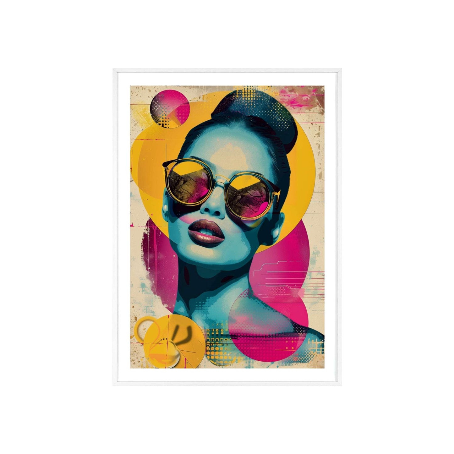 Retro pop art portrait of woman inspired by Miami glamour