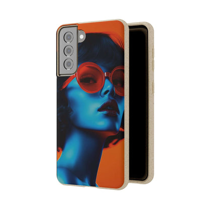 Roma Modern Global Portrait phone case with a young woman, biodegradable, eco-friendly, and wireless charging compatible.