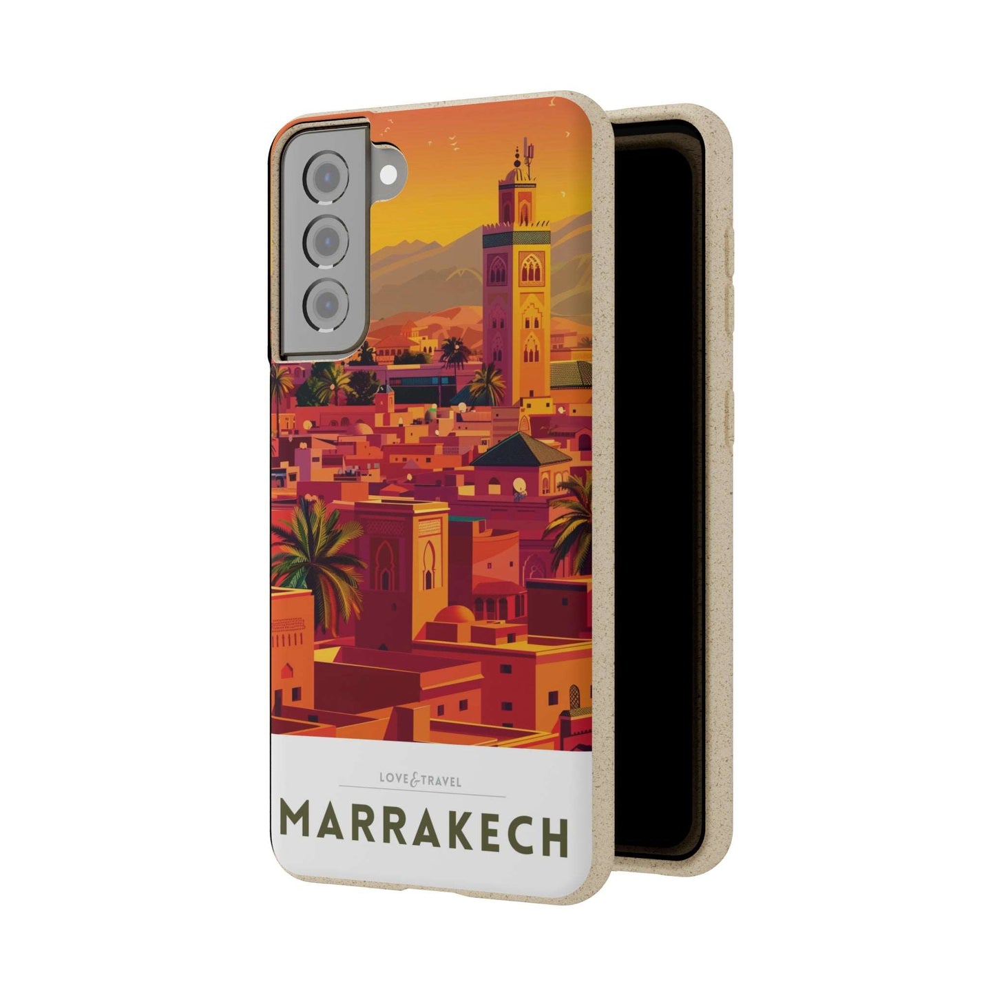 Eco-friendly Marrakech-themed phone case made from bamboo fiber