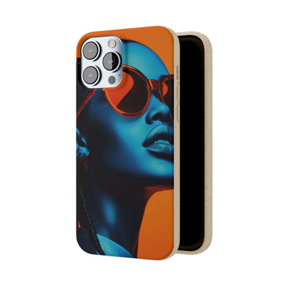 Habana Modern Global Portrait phone case featuring a radiant Black woman, biodegradable, eco-friendly, and wireless charging compatible.