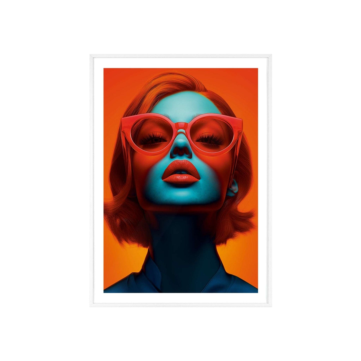  Colorful pop art portrait of a glamorous ginger-haired young woman, inspired by Paris' timeless elegance