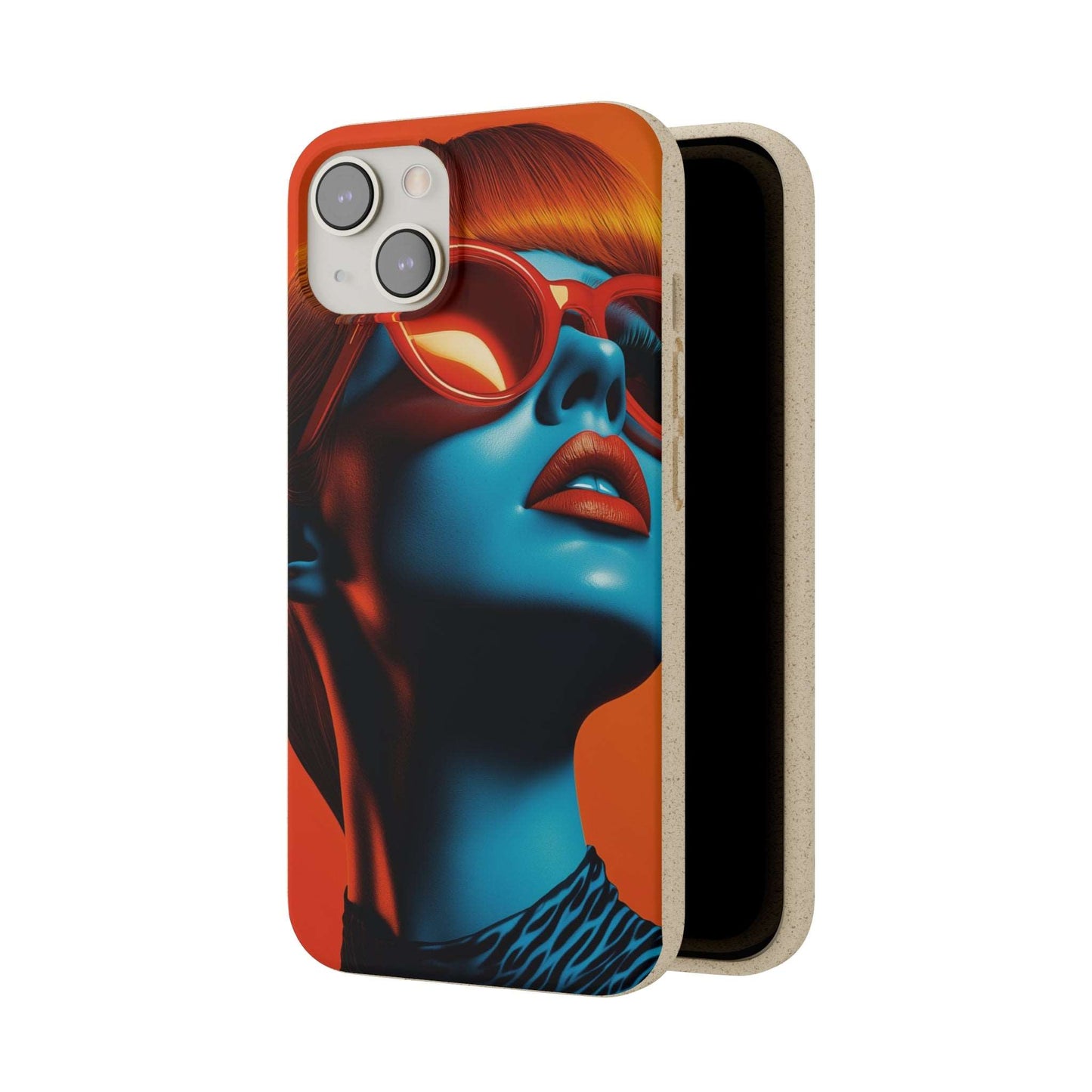 Kilkenny Modern Global Portrait phone case with a red-haired woman, biodegradable, zero-waste, and wireless charging compatible