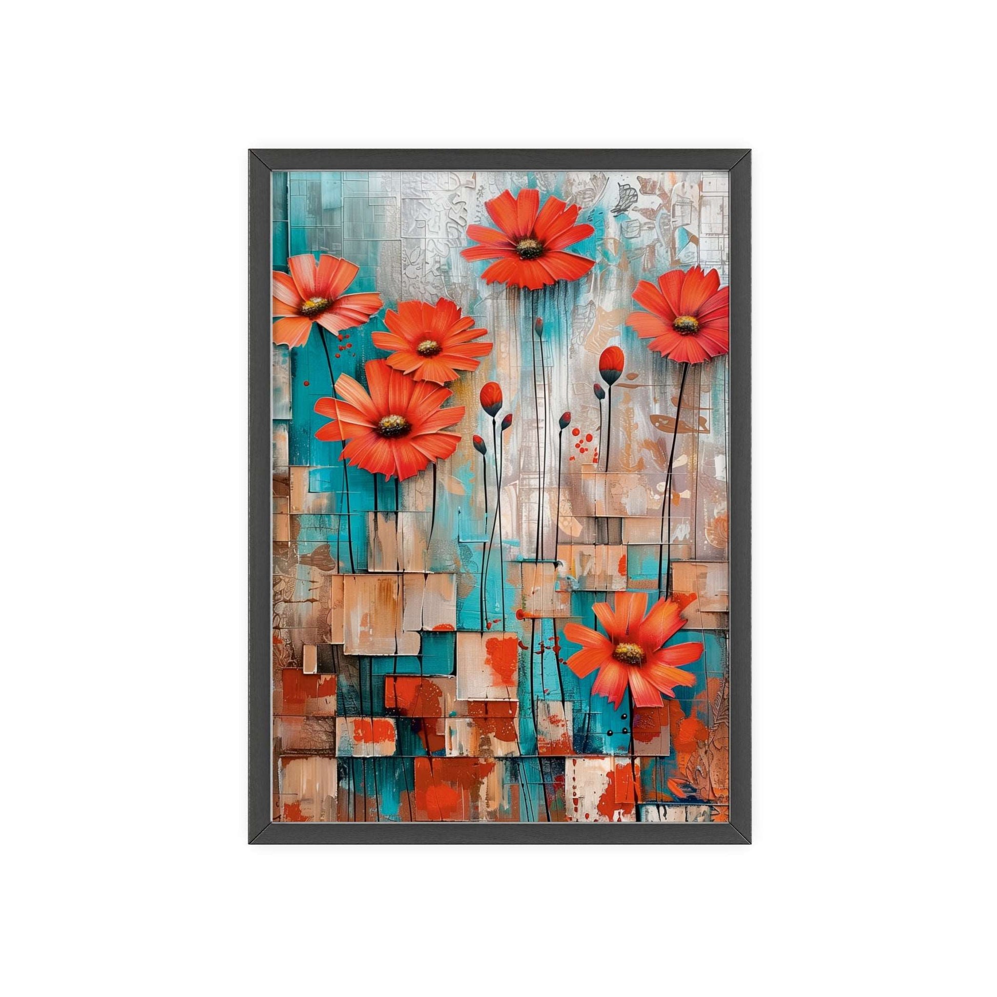 Modern abstract Daisies framed print from Flower Parade collection