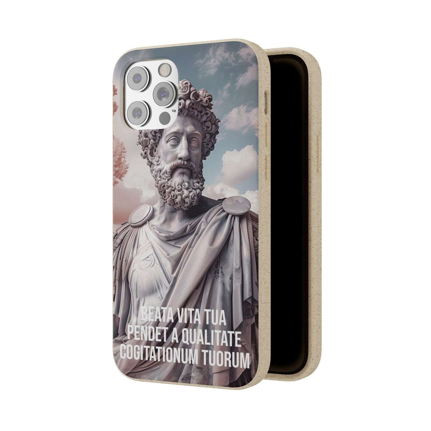 Eco-friendly Marcus Aurelius quote phone case made from bamboo fiber