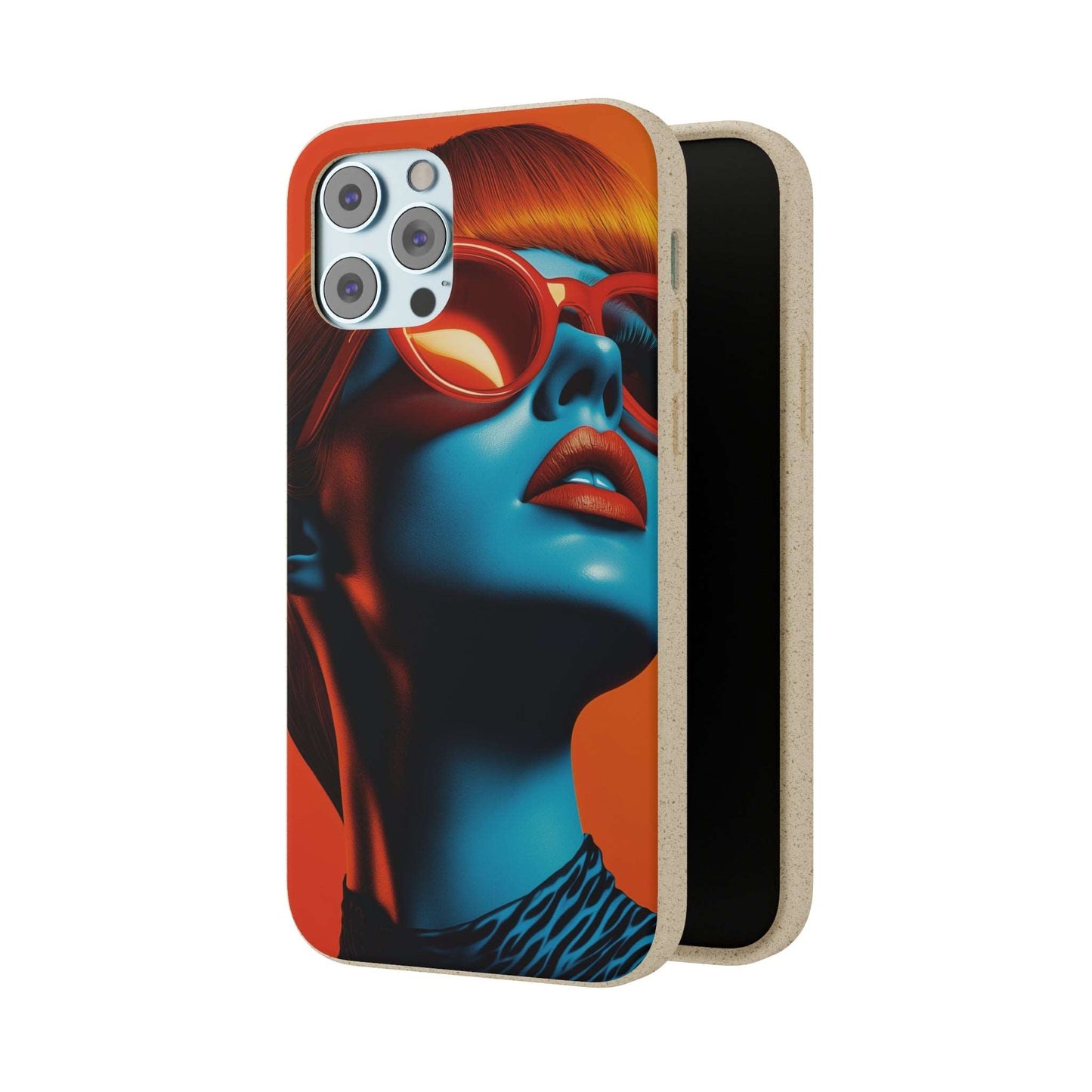 Kilkenny Modern Global Portrait phone case with a red-haired woman, biodegradable, zero-waste, and wireless charging compatible