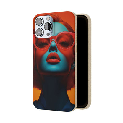 Paris Modern Global Portrait phone case with a ginger-haired woman, biodegradable, eco-friendly, and wireless charging compatible.