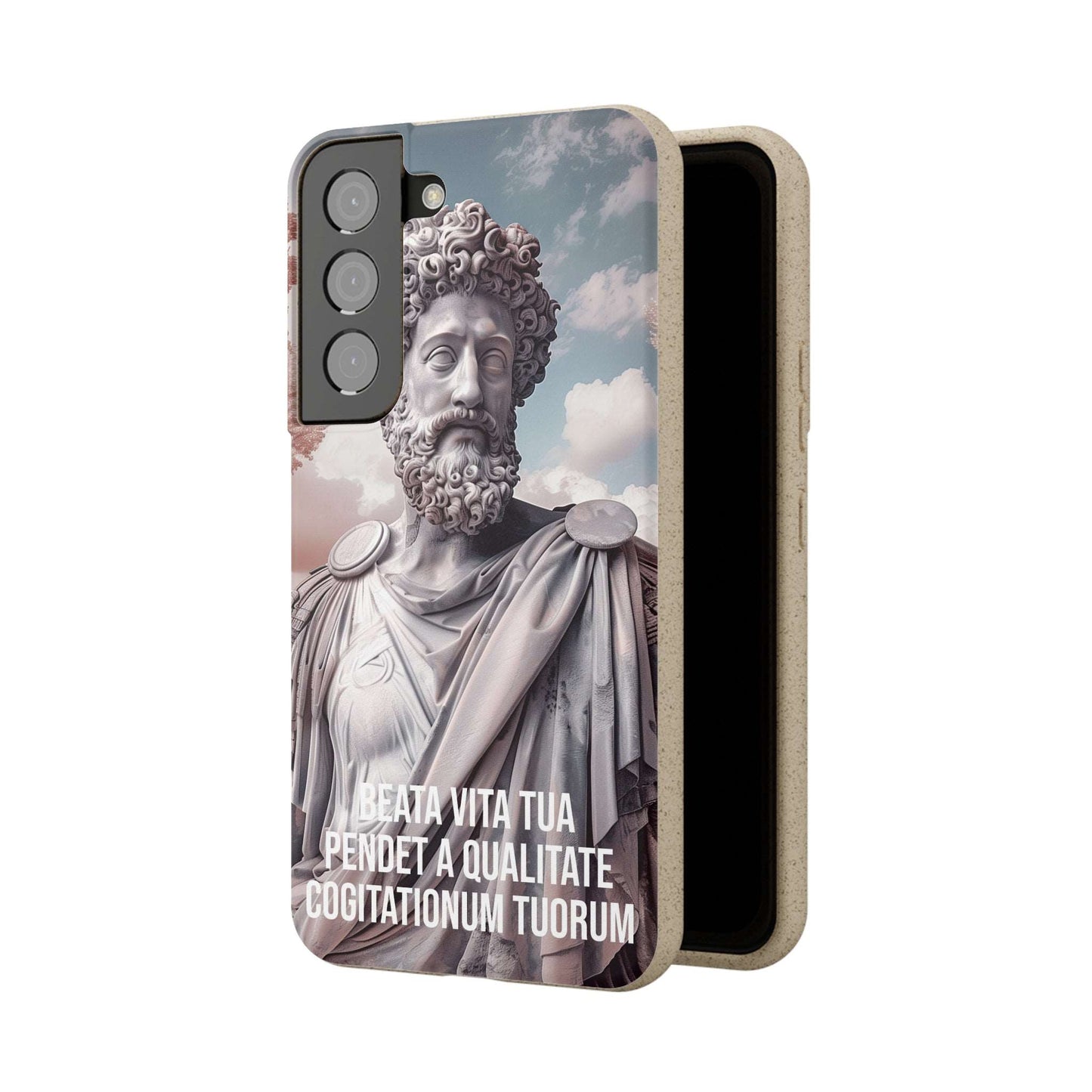 Eco-friendly Marcus Aurelius quote phone case made from bamboo fiber