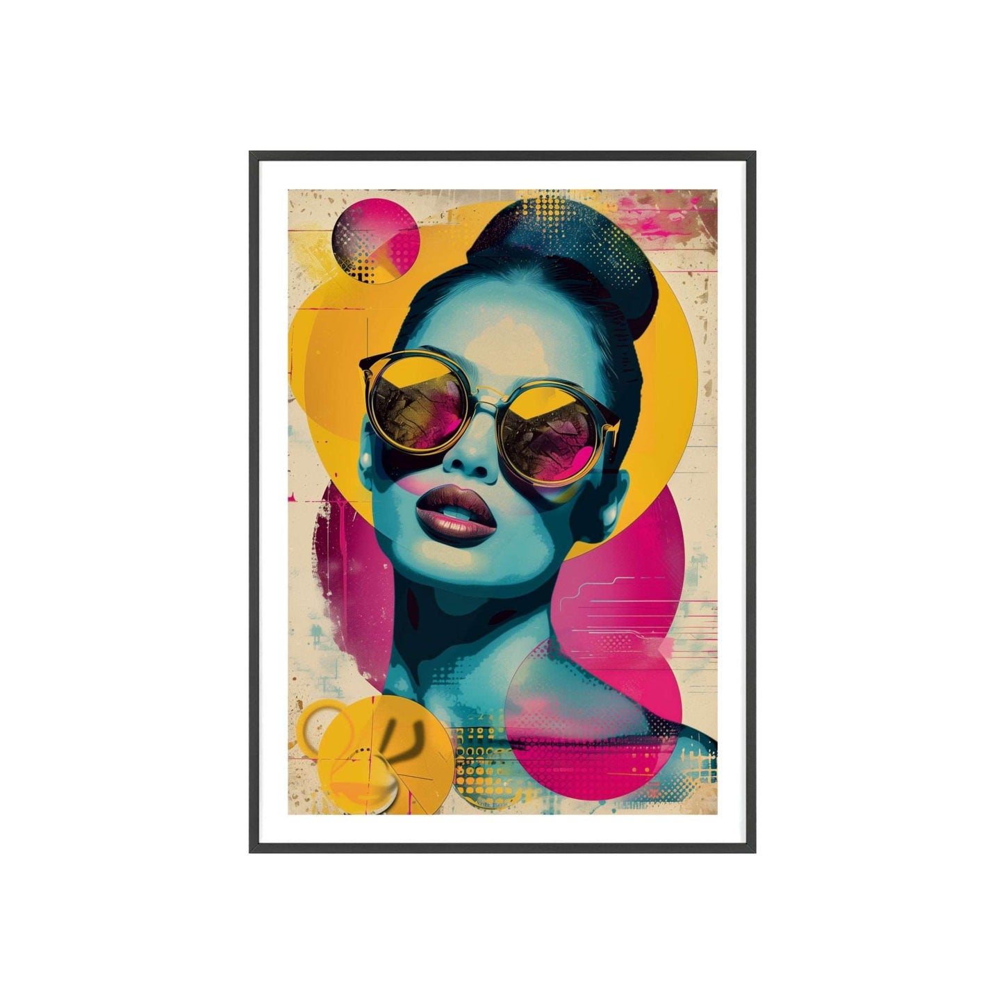 Retro pop art portrait of woman inspired by Miami glamour