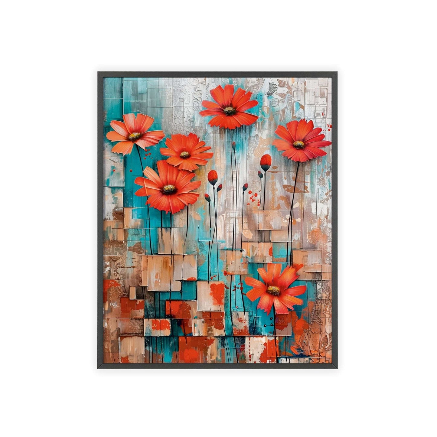 Modern abstract Daisies framed print from Flower Parade collection